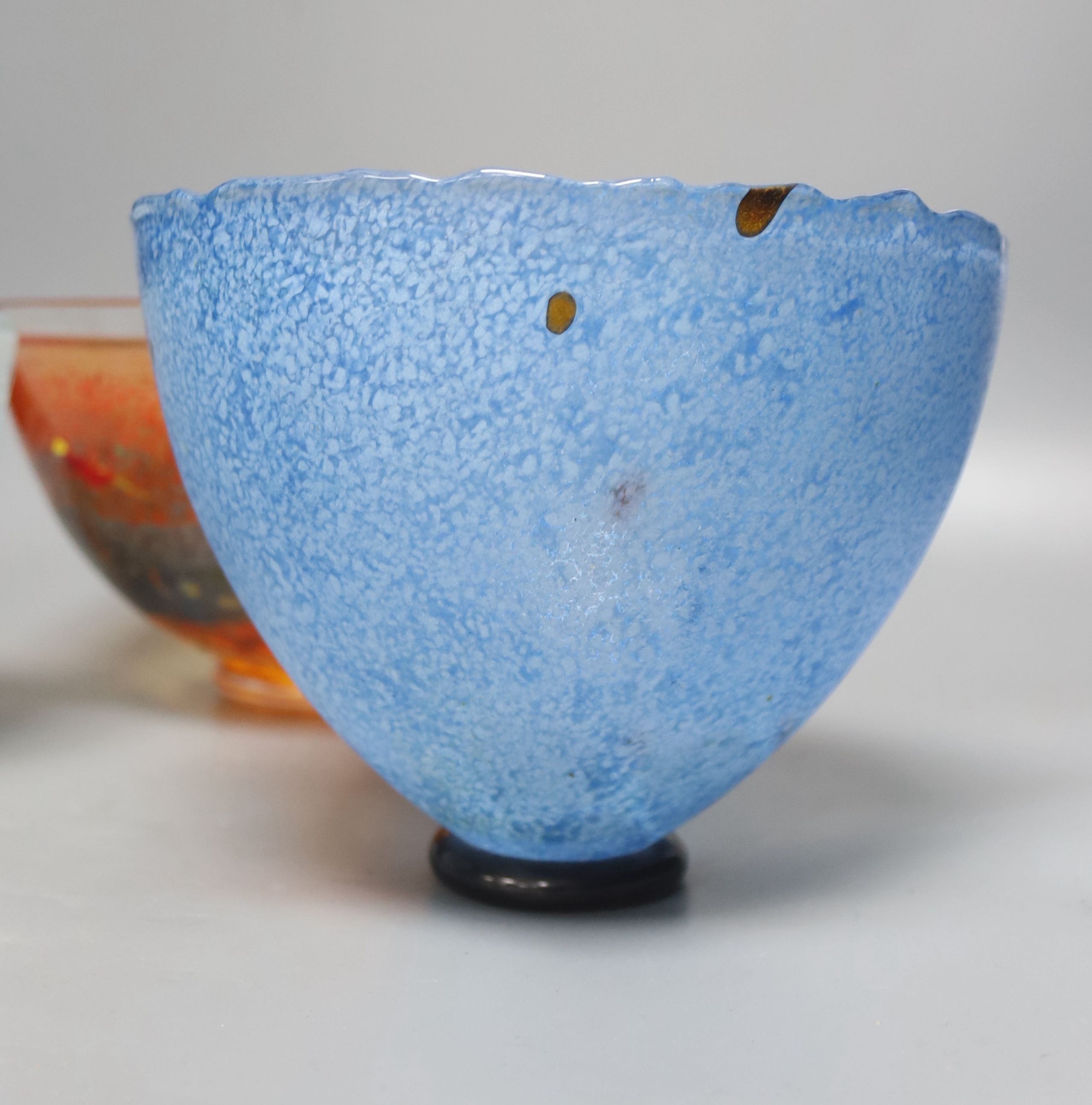 Three Kosta Boda art glass bowls, signed, diameter 21cm